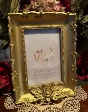 Vintage Inspired Gold Picture Frame W/Ornate Victorian Floral/Scroll Design; New