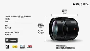 【現貨】平行輸入 Panasonic Leica DG SUMMILUX 12mm F1.4 ASPH 廣角 大光圈 鏡