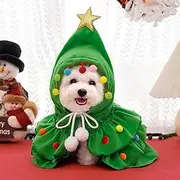 Pet Christmas Clothing Elf Clothing Cat Cloak Dog Clothing Little Cat Cloak Christmas Tree Little Dog Cat Pet (Green, L)