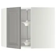 METOD corner wall cabinet with carousel, white/Bodbyn grey, 68x37x60 cm