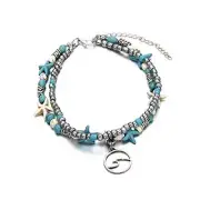 Blue Starfish Turtle Anklet Multilayer Charm Beads Sea Handmade Boho B:Wave
