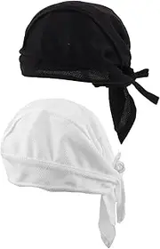 [BESPORTBLE] 2pcs Men's Mesh Pirate Hat Long Tail Headwear Bandana Turban Helmet Liner Cap for Cycling Outdoor Safety