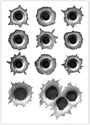 Bullet Holes Sticker Set I 11 Bullet Holes as Car Sticker for Scooter Moped Motorcycle Helmet Notebook Laptop Smartphone I Black Grey I kfz_276