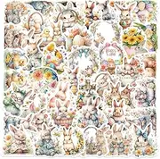 50PCS Easter Day Stickers, Easter Bunny Egg Basket Stickers for Kids & Toddlers, Vinyl Cute Stickers Set for Party Decoration Adults Boys Girls
