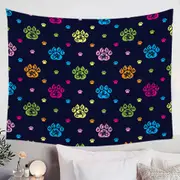 Multi Colored Dog Paws Tapestry