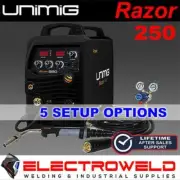 UNIMIG Razor 250 Mig Tig Stick Welder + Torch +Regulator Razorweld KUMJRRW250MIG