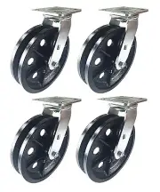 8" x 2" V-Groove Caster - 4 Swivels