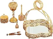 XLWLLNJ Arabic Incense Burner Set Office Decor Zinc Alloy Holder Middle East Censer for Desk, as described, 34cmx34cmx39cm