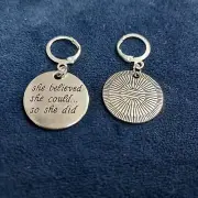 Locking Stitch Marker / Charm "she believed she could...so she did"