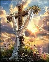 TAOPAOLAB Religious Paint by Numbers Kit for Adults - DIY Wooden Cross at Sunrise Painting on Canvas 16x20 Inches, Acrylic Paint Set, Suitable for Beginners, Art for Home Decoration or Gifts