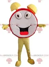 REDBROKOLY Mascot alarm clock red yellow and white funny and smiling