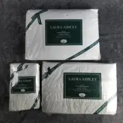 Vtg Laura Ashley King Sheet Set Bridal Lace White Flat Fitted 2 Pillowcases USA