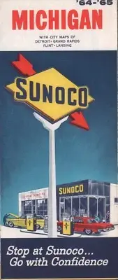 1964 Sunoco Road Map: Michigan NOS