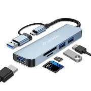USB Hub 5 Ports, Multiple USB Hub 3.0 & TF/SD Card Reader, USB Splitter 5 in ...