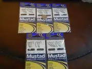 5 packs Mustad Snelled Bronze Fishing Hooks Size 6 6 lb Test Line 30 hooks