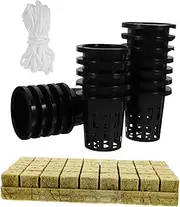 ibasenice 1 Set Hydroponic Grow Baskets with Cotton Rope Cubes Cotton String for Optimal Plant Growth for Hydroponic Gardening