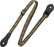 Levy's Leathers Jacquard Mandolin/Ukulele Strap, 1/2-Inch Wide, Black/Yellow