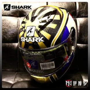 伊摩多※M號金白法國碳纖版SHARK RACE-R PRO CARBON ZARCO 全罩安全帽HE8665