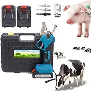 Electric Livestock Tagging Tool, Automatic Counting Electric Ear Tag Plier, Automatic Rebound, with Suitcase+ Spare Needles, Battery Powered, for Sheep/Pig/Cattle,A