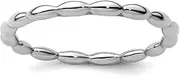 [JewelryWeb] 925 Sterling Silver Polished Patterned Stackable Rhodium Rice Bead Ring-Stackable-Ring for Women