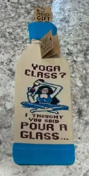 Primitives by Kathy! 'Yoga Class? Pour a Glass...' Bottle Sock