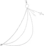 [DEARMAMY] Disco Waist Chain Clothes Hangers Jewelry Hanging Chain Personalized Trouser Chain Pendant Display Rack Clothing Belt Fashion Decoration Body Trouser Chain Silver Zinc Alloy