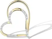 [Santuzza] 10K Solid Gold Heart Shape Genuine Diamond Dainty Pendant Without Chain for Women