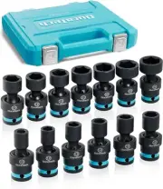 DURATECH 1/2" Drive Impact Swivel Socket Set, 13-Piece Shallow One Size