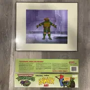 Original 1980s TMNT Hand Painted Production Cel Framed and Matted Michelangelo