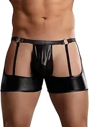 Male Power Garter Short with Ring, Small/Medium, Black