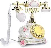 Vintage Country Style Antique Telephone Handset Retro Dial Desk Phone for Home Office Resin Material