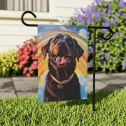 Brown Labrador Retriever Rainbow Yard Flag, Dog Mom Birthday Housewarming Gift