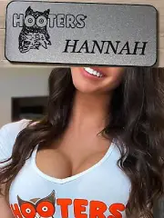 ~NEW~HOOTERS Girl Uniform Fun Collectible Pin Badge Tag Silver HANNAH NAME TAG