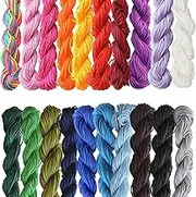 20 Pieces 1 mm Silk Nylon Cord Chinese Knot Cord Nylon Thread Nylon Cord for Bracelets Colourful Macrame Yarn 1 mm x 25 m Silk Nylon Cord for Braided Necklace, Bracelet, Beads, Crafts DIY