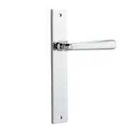 Iver Copenhagen Door Lever Handle on Rectangular Backplate Polished Chrome