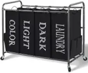 STORAGE MANIAC Laundry Sorter, Laundry Divider with Side Pockets, Multi Laundry