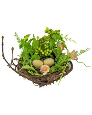 National Tree Company 6in Birds Nest And Berries Table Decor