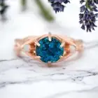 14k Rose Gold 5 MM Round Cut Natural Alexandrite Peridot Women Statement Ring