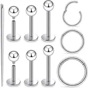 [Lsnevsie] 18G 16G 14G Internally Threaded Nose Rings Studs Flat Back Stud Earrings 316L Surgical Steel Nose Rings Studs Tragus Helix Conch Cartilage Lobe Earrings Hoop Piercing Jewelry For Women Men