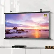 72in Projector Screen Retractable Pull Down, 30in 40in 50in 60in Portable Projection Screen, 4K HD Home Theater Movie Screen for Indoor Outdoor(16:9,60inch)
