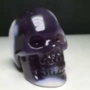 83g Awesome Natural PURPLE Agate Crystal Quartz Skull Healing Carving