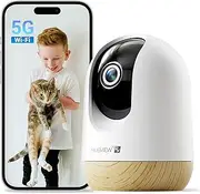 [MUBVIEW] Baby Monitor with Camera and Audio, 5G/2.4G Indoor Security Camera, Baby Monitor WiFi Smartphone, 2K Night Vision Pan-Tilt-Zoom Pet Cam with Phone App, Two-Way Audio, SD or Cloud Storage