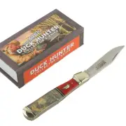 Marbles Wood Duck Decoy Hunter Folder Pocket Knife Red Smooth Bone