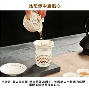 柚柚的店【蜂巢玲瓏蓋碗茶具9套組50436-254】紫砂玻璃壺 蓋碗茶杯 茶具套裝 家用辦公茶壺玻璃 (4.6折)