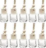 AcbbMNS 10Pcs Car Diffuser Bottles, 8ml Hanging Car Air Freshener Perfume Bottle, Refillable Empty Glass Essential Oil Fragrance Aromatherapy Bottles Pendant with Hanging String, Cylindrical