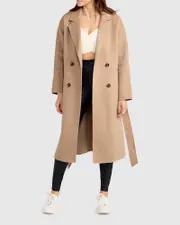 [Belle & Bloom] Standing Still Wool Blend Belted Coat - Oat