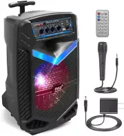 400W Rechargeable Outdoor Bluetooth Speaker Portable PA System W/ 8” Subwoofer 1