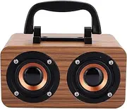 Wooden Wireless 4.2 Speaker, Desktop Speaker with High Sensitive Speaker, Portable Mini Multimedia Music Speakers for Mobile Phone PC (Earth Wood Grain)