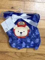 NWT Le Bebe FAVORITE Blue Fire Rescue Bear Hydrant Baby Blanket