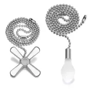 SmoTecQ Ceiling Fan Pull Chain, 24-inch Extra Long Extension Cord - Silver